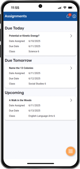 Assignments screen
