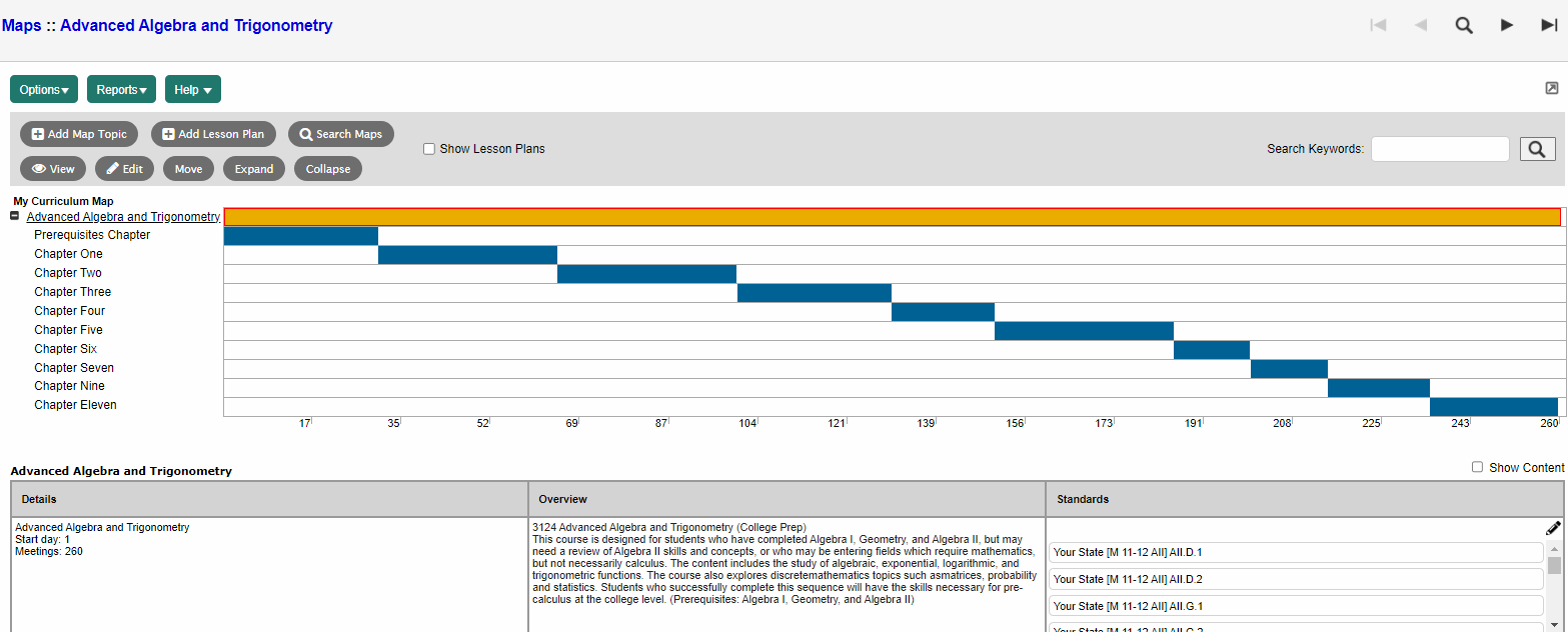Example Course Map For Curriculum Alignment Align Curriculum Maps, Map Topics, Lesson Plans, and Assignments to ...